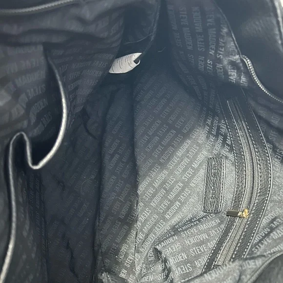 Steve Madden Black Faux Leather Bag Gold Hardware & Studs - Picture 5 of 14